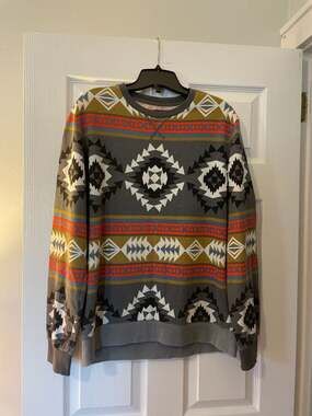21 Men Forever 21 Southwestern Geometric Print Crewneck Sweatshirt Size L